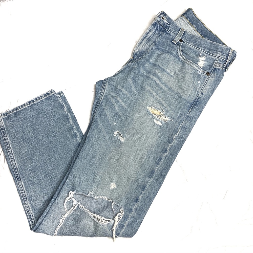 Hollister Distressed Light Wash Straight Leg Jeans